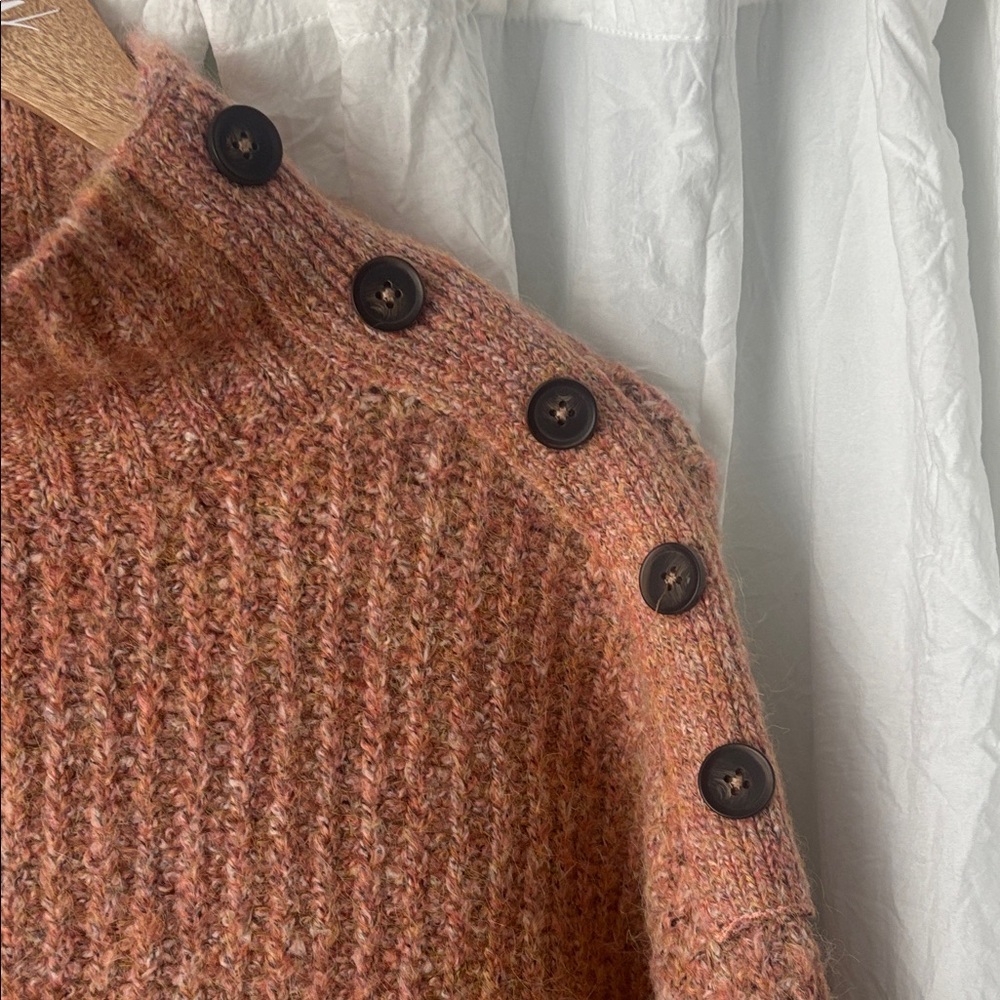 NWT Jessica Simpson Copper Buttoned Turtleneck Sweater - Picture 3 of 9